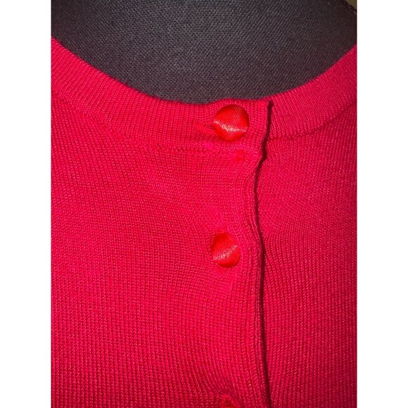 NWT Grace The Perfect Fit Red Bugtton Cardigan Sweater L City Preppy Academic - Picture 10 of 10